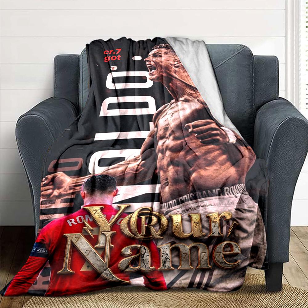 Cristiano Ronaldo (152) Personalized Name Blanket Multi-purpose Personalized Blanket Soft Warm Cozy Perfect for Livingroom Sofa Home Decor Picnics