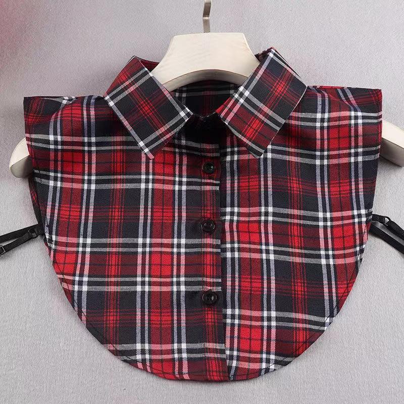 Ins Fake Collar Plaid Shirt Detachable Collars Solid Shirt Womens Dickie Collar White Girls Top Clothes Dickey Collar For Women