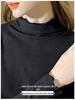 Women's Slim Fit Black Modal Long-Sleeve Mid-Neck Top for Autumn/Winter