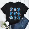 New Disney Women T-shirt Kawaii Lilo Stitch Print Tee Shirts Fashion Short Sleeve T Shirt Female Streetwear Y2k Clothes Top