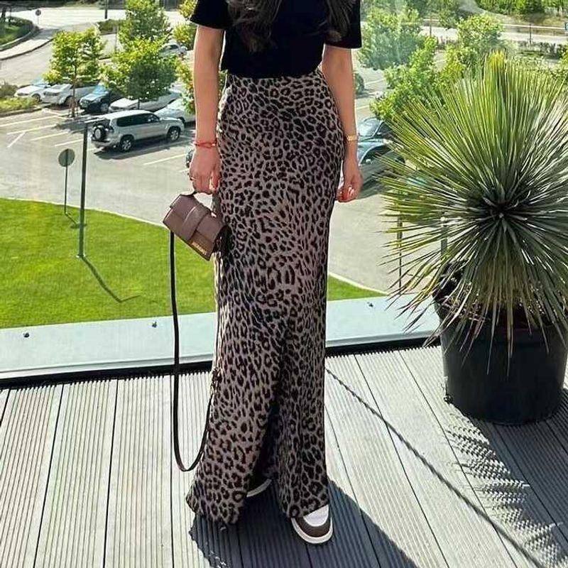 Western Style Leopard Print Print Sexy Sheath Fishtail Skirt Printed Leopard Print Skirt