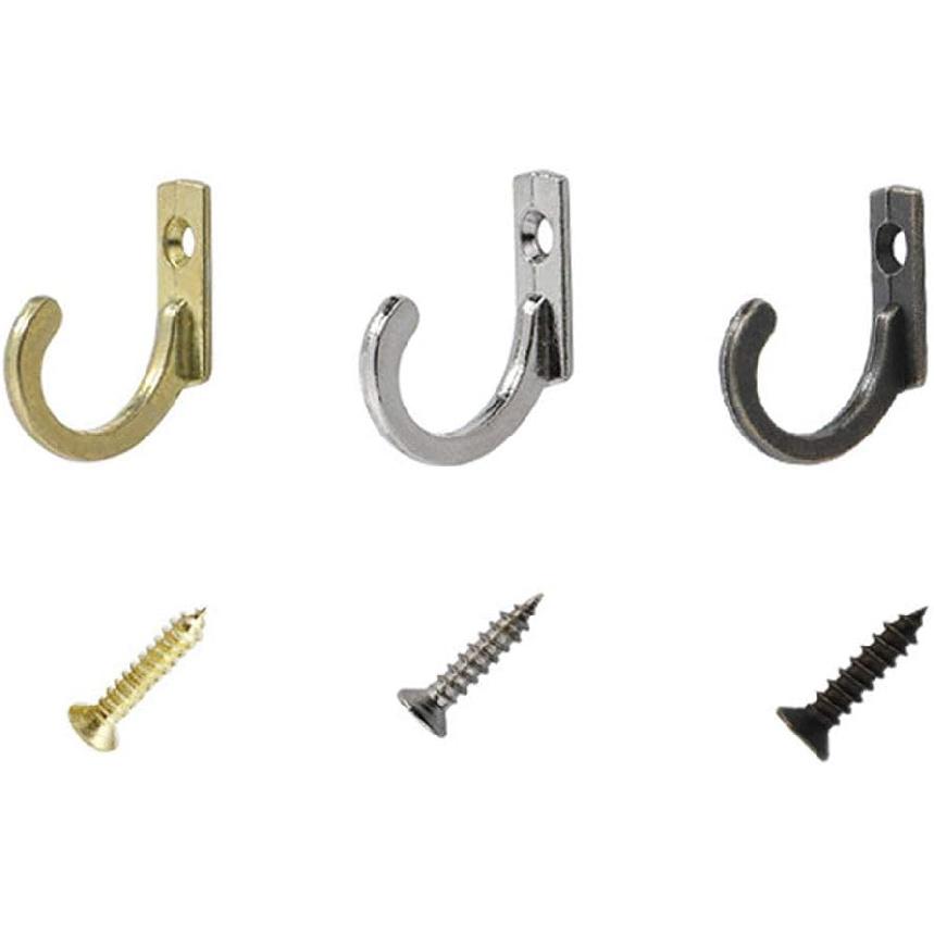 30 Pcs Zinc Alloy Wall Mounted Single Hook Small Coat Hooks for Hats Towels Keys Scarves Jewelry Dresses with Screws (Green Bronze+Gold+Silver)