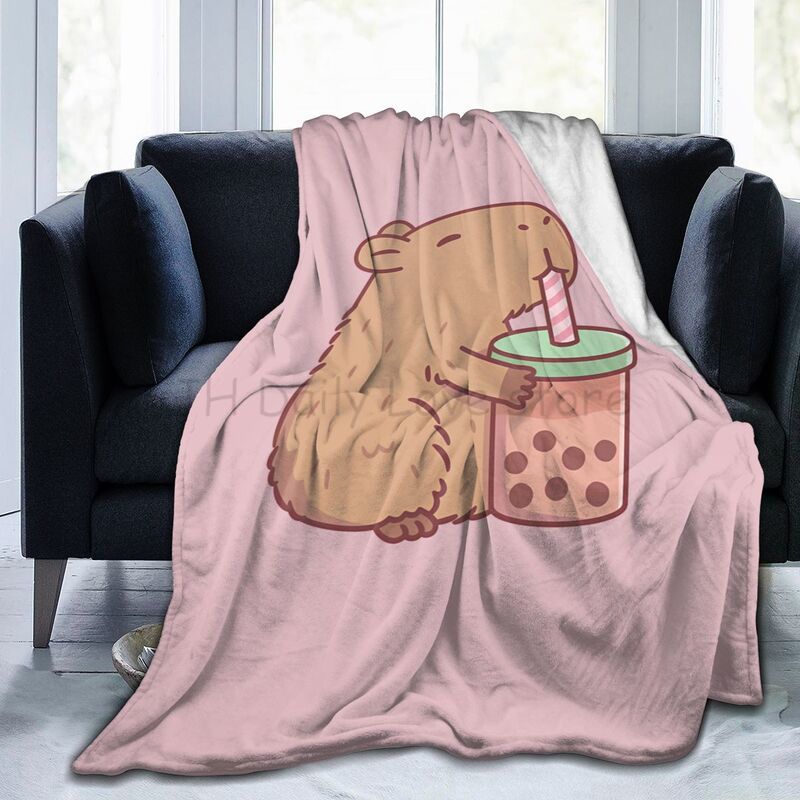 Cute Capybara Be Cappy Throw Blanket Ultra Soft Cozy Fleece Blankets Flannel Portable Lightweight Blanket for Bed Sofa Couch