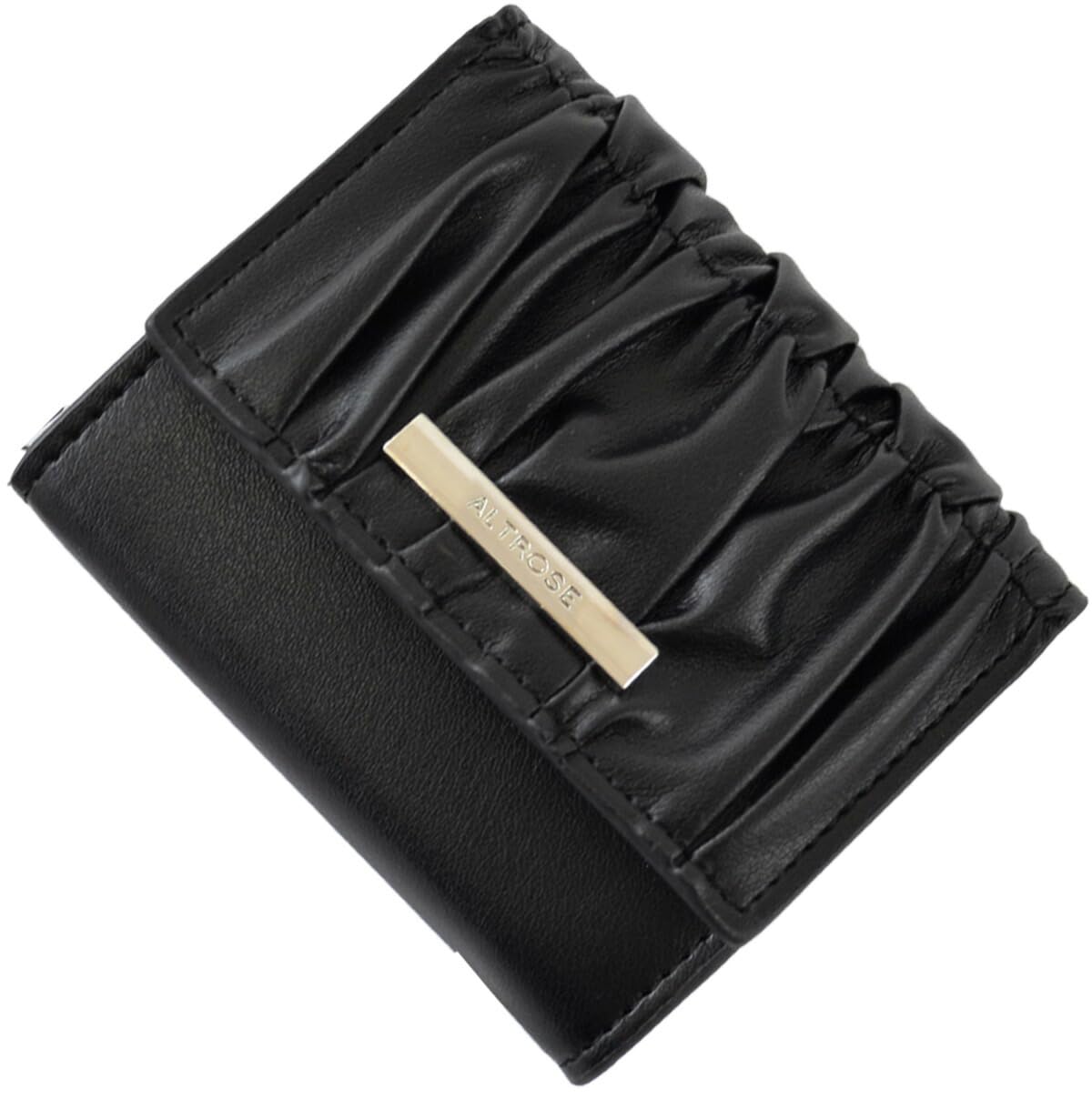 

Altro Rose Black Tri-fold Wallet for Women, Compact, Mini, Small, Slim, Foldable, Large Capacity, Coin Purse, Stylish, Gathered, Simple, One-Color