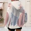 Women Plus Size Zip Up Long Sleeve Printed Hoodie With Drawstring And Pockets