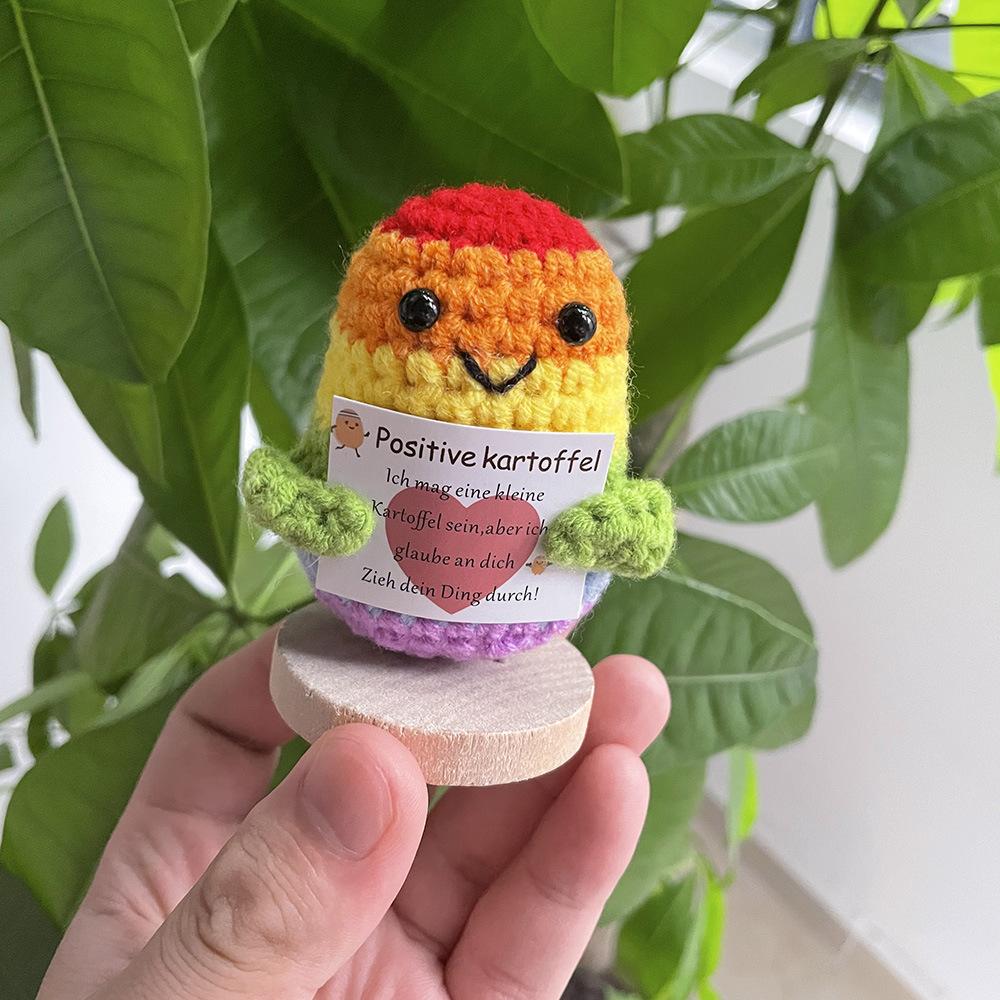 New Colorful Positive Energy Potatoes Doll With Card Home Room Decor Cute Handmade Knitted Potato Toy Dolls Christmas Gifts