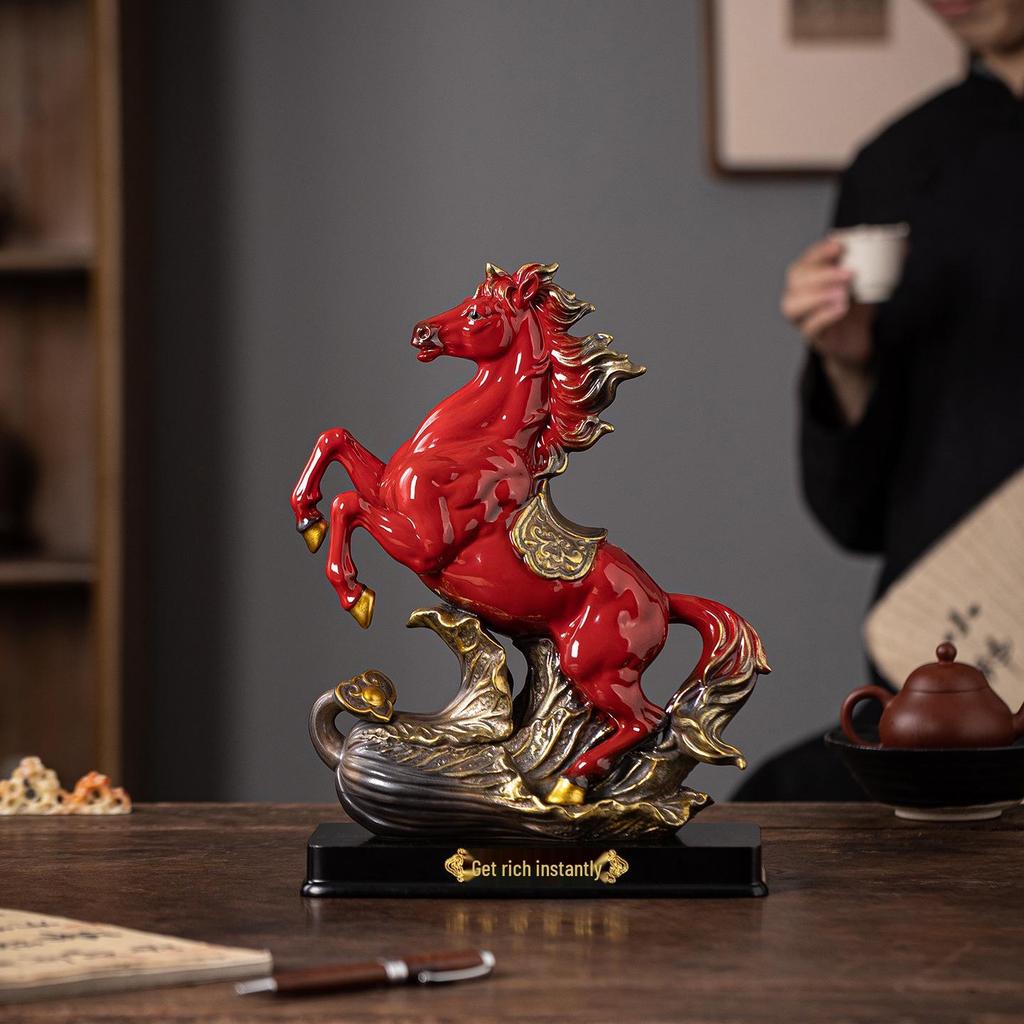 Figura de la Riqueza del Caballo del Zodiaco: Elegante Decoración para Sala de Estar u Oficina, Regalo Perfecto para Líderes o Ceremonias de Inauguración