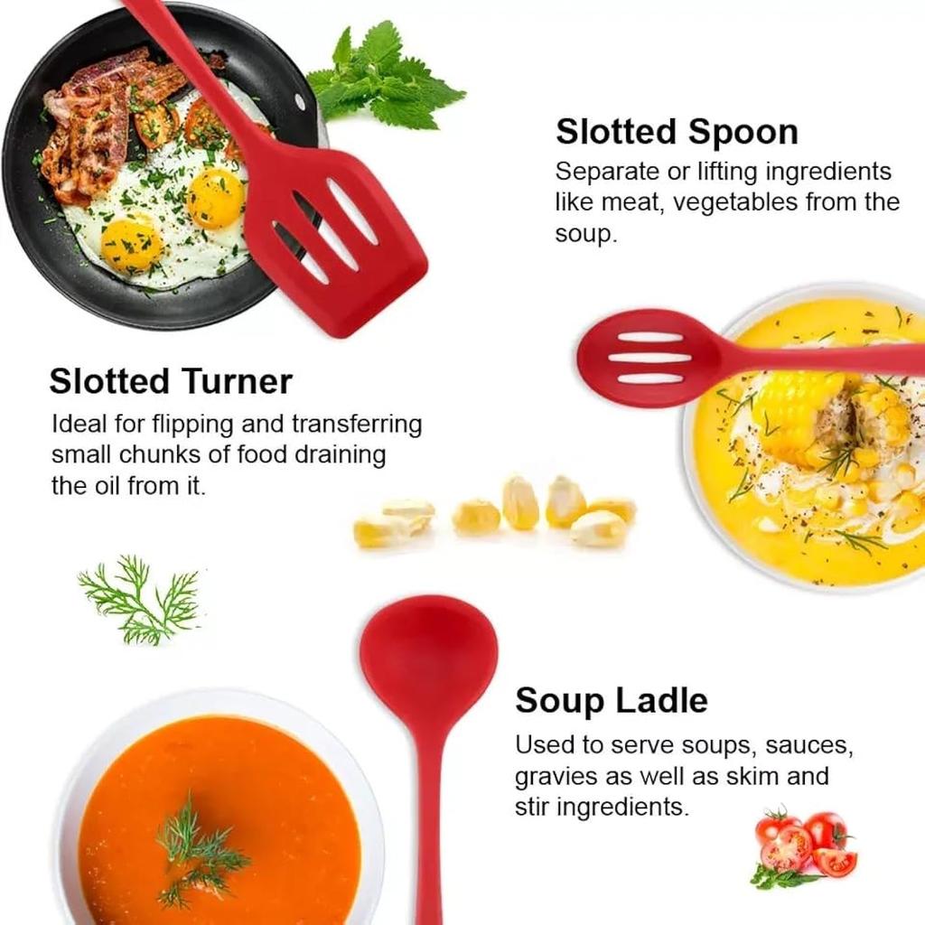 5-Piece Silicone Spatula Set for Cooking Baking & Grilling