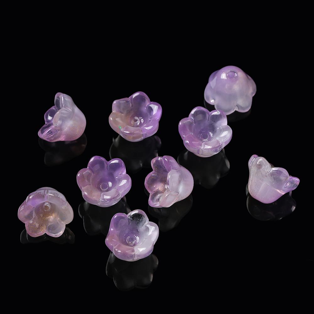 20pcs Colorful Lily of The Valley Flower Shape Bead 12x11mm Lampwork Glass Loose Beads for DIY Craft Jewelry Making Accessories