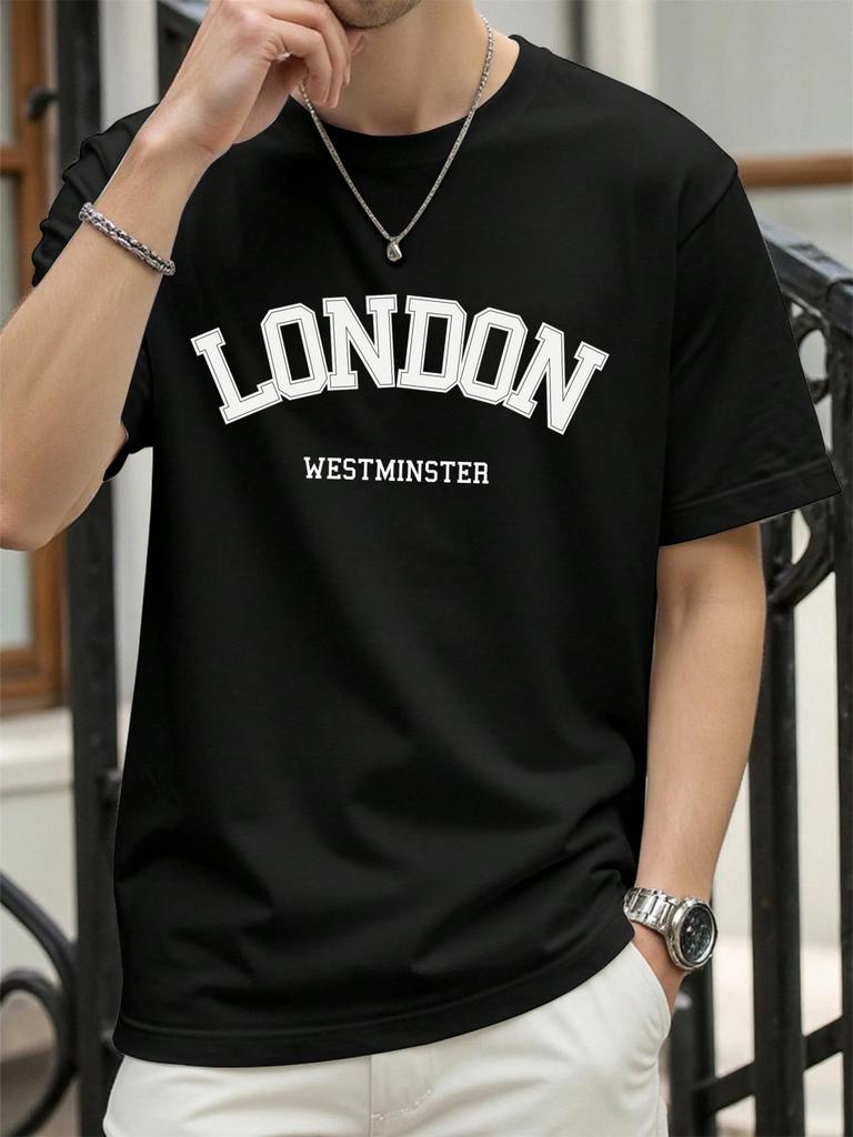 London Westminster Print Men TShirts Summer ONeck Oversize T Shirt Cotton Loose Short Sleeve Basics Street Hip Hop Sportswear