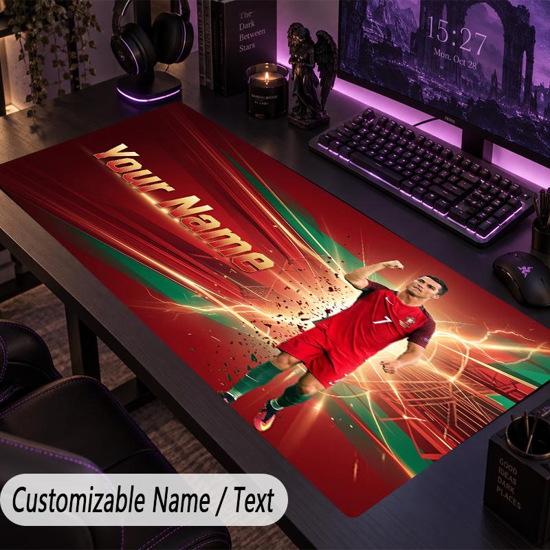 Large Mouse PadCristiano Ronaldo Custom Name Text Personalized Desk Mat Non Slip Gaming Pad