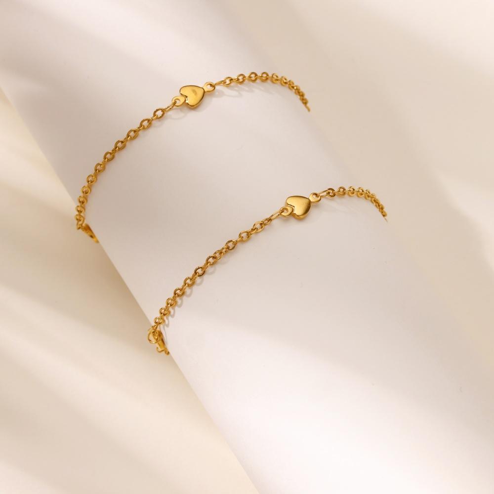 Tiny Heart Stainless Steel Anklet Gold Color Anti Fading Foot Anklets Bracelet Summer Beach Accessories Vintage Jewelry Gifts
