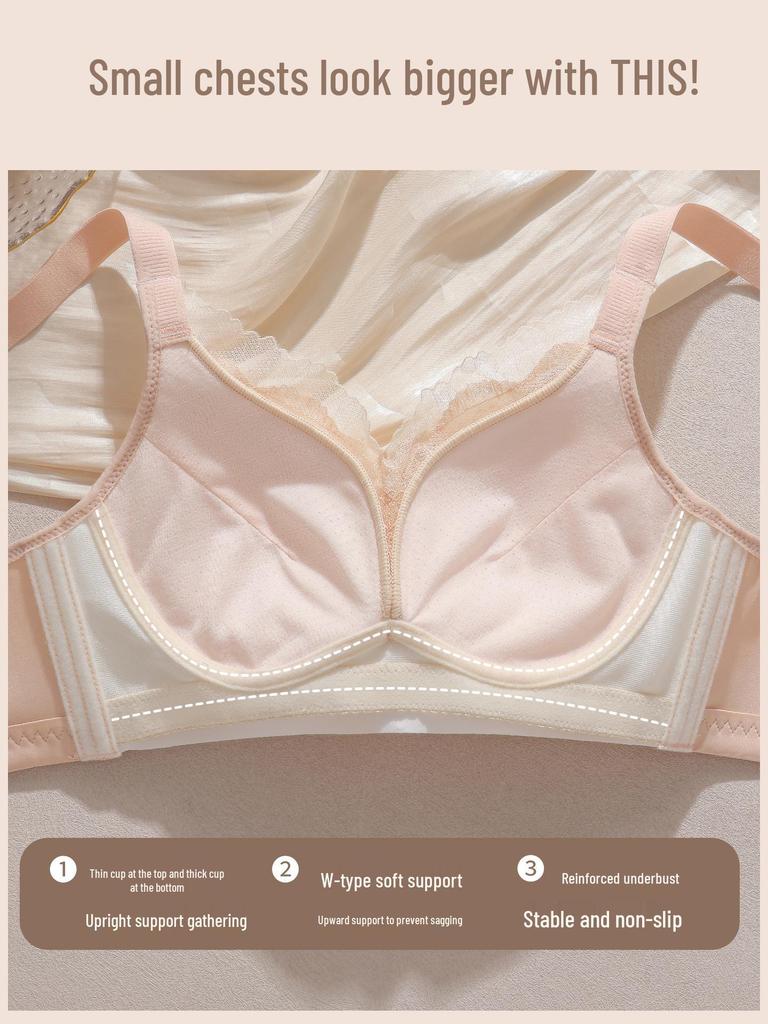 Women's Push-Up Lace Bra - Wireless, Anti-Sagging, Small Bust Support, Shaping, and Underarm Fat Collection