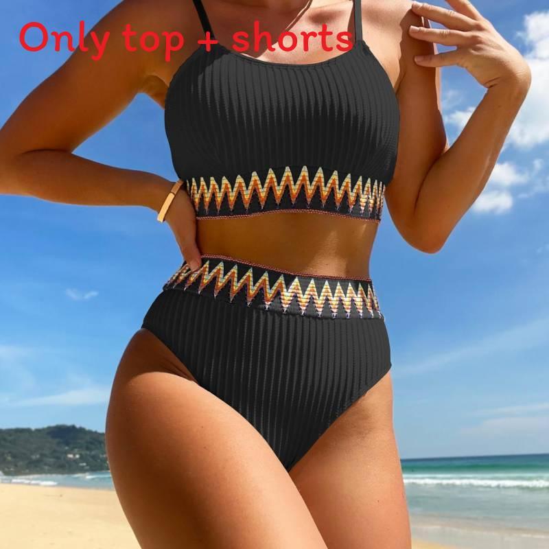 High Waist Bikini Set With Polyester Material For Water Sports And Beach Wear Women
