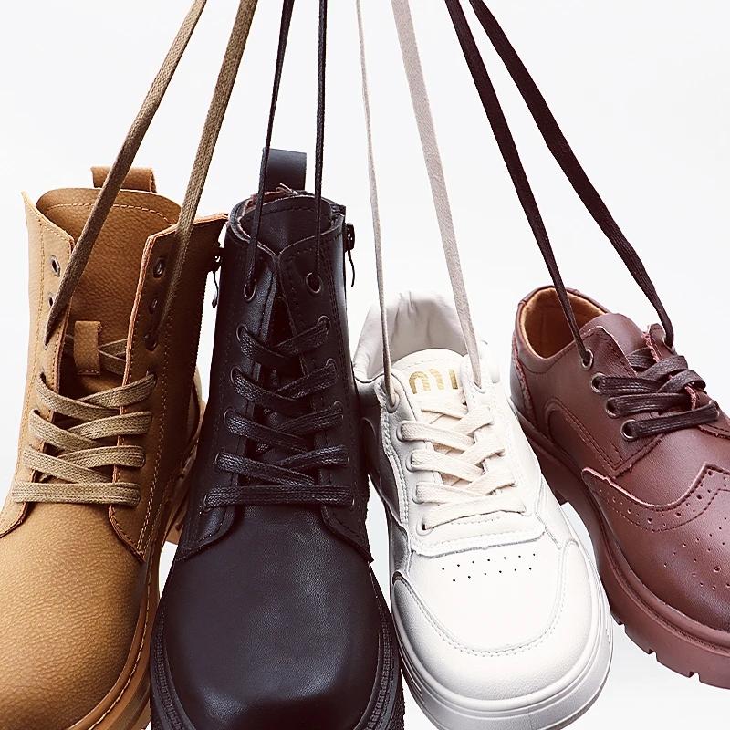 Flat Waxed Cotton Shoelace Waterproof Leather Shoe Laces for Boots Sneakers Casual Shoes Width 0.6cm Multiple Lengths and Colors