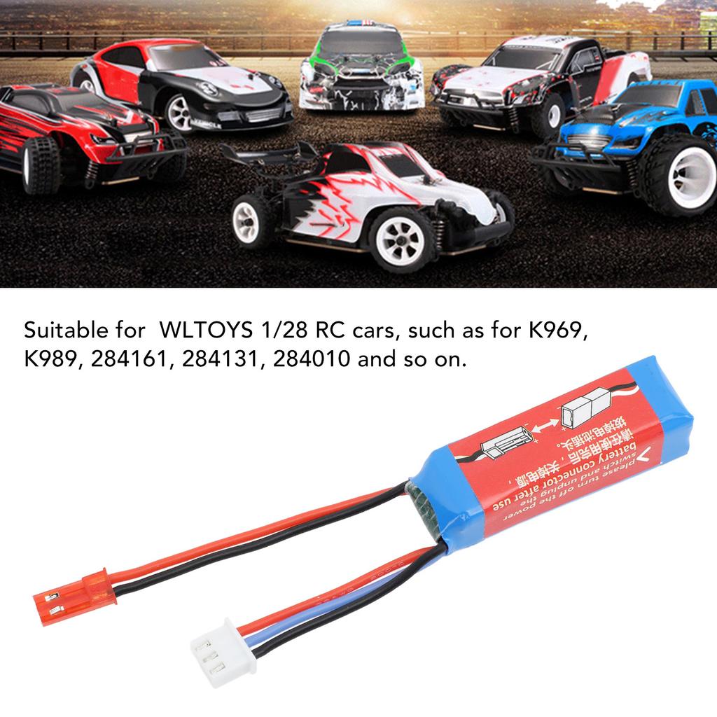 RC Car Lithium Battery 7.4V 400mAh 20C RC Car Li Ion Battery for WLtoys 1/28 RC Car K969 K989 284161 284131 284010