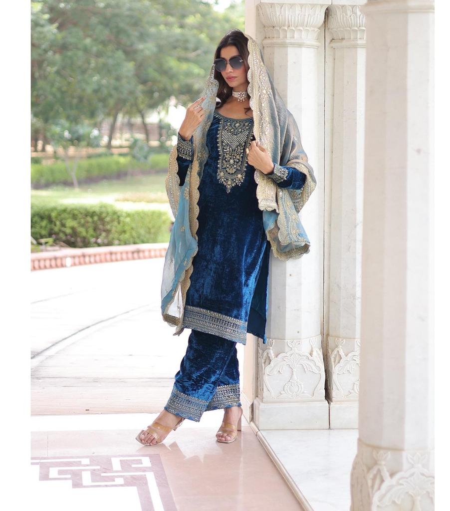 Women Readymade Designer Salwar Kameez Indian Bollywood Party Wear Salwar Suit Velvet Dress