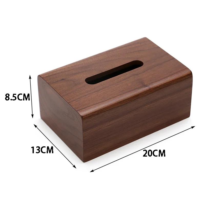Walnut Wood Tissue Box Holder Cover Designer Tissue Storage Boxes Luxury Wooden Napkin Box Modern Rectangular Napkins Case Home