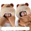 Cute capybara hat scarf gloves integrated women's winter windproof warm plush three-piece hat