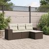 Vidaxl 4-Seater Garden Lounge Set, Cushions, Brown Rattan Pe