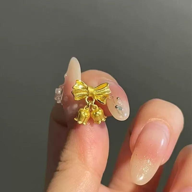 

Gold Lily of the Valley Bow Hook Earrings for Women - Classic and Versatile High-End Jewelry