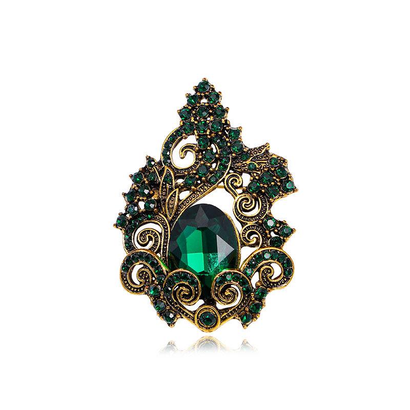 Vintage Crystal Glass Brooch French Rhinestone Flower Men's Blazer Pin Banquet Clothing Corsage Accessories