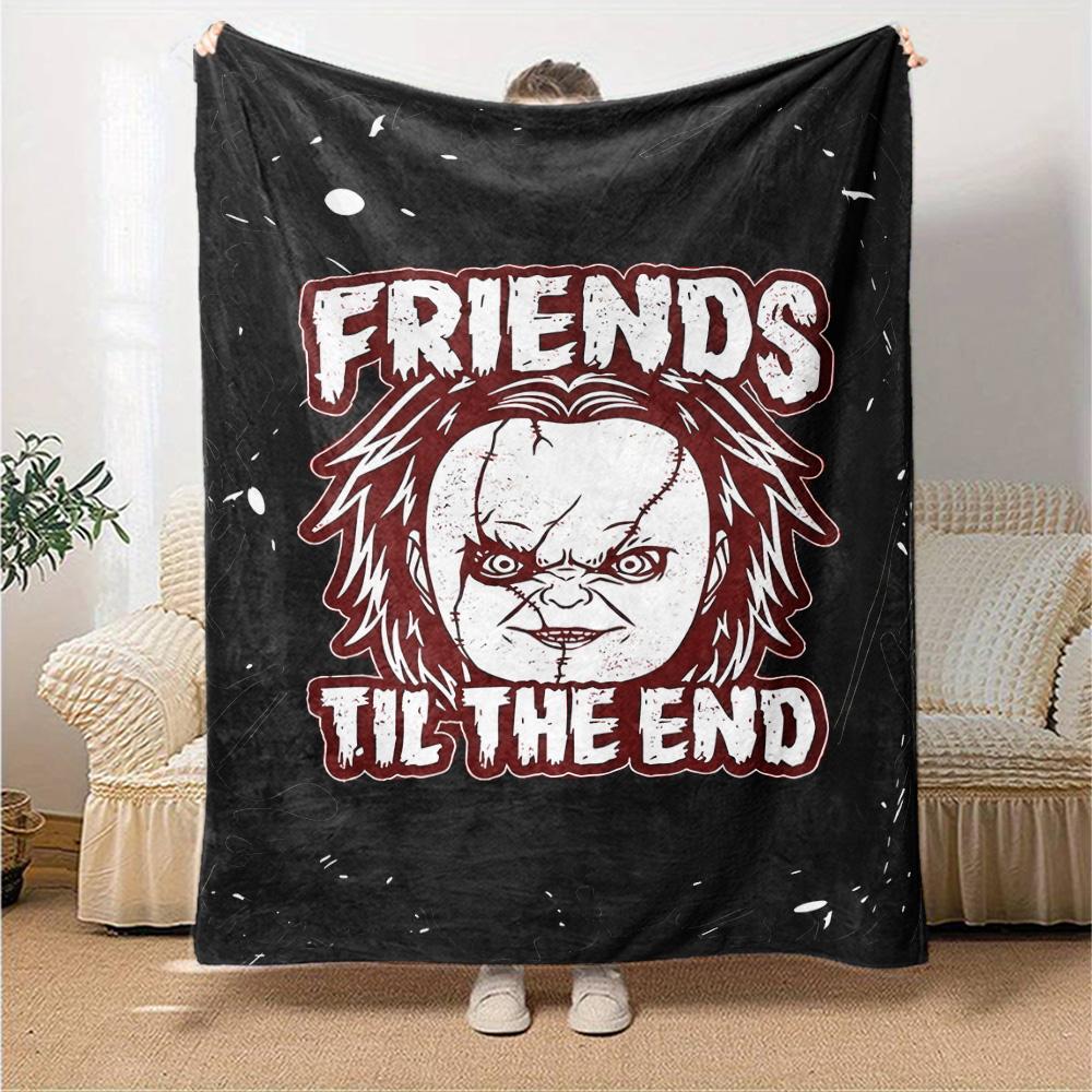 Chucky's Creepy Knife Play Flannel Blanket, Soft Polyester, Modern Design, All-Season for Camping, Travel, Gifts for holidays or birthdays