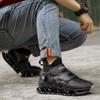 Klobiger Sneaker Übergröße 45 46 47 48 Herren Laufschuhe mit Blade-Sohle Mode Casual Leder/Mesh Schuhe mit erhöhter Plattform