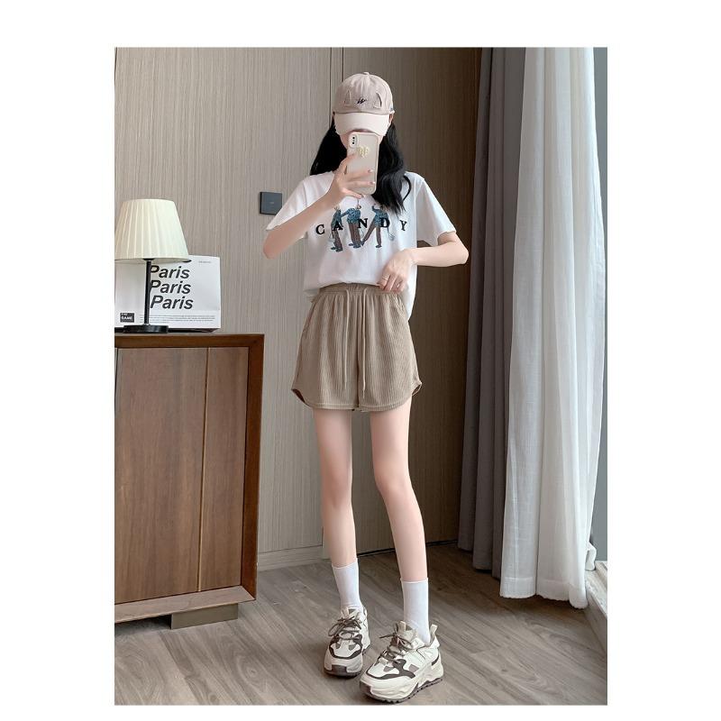 Rosa Sportshorts Damen Sommer Hochtailliert Kleiner Mann Laufen Weites Bein Lässige Hotpants