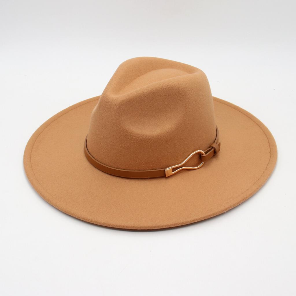 .Cm top hat foreign style jazz hat retro felt hat temperament British style belt buckle woolen hat