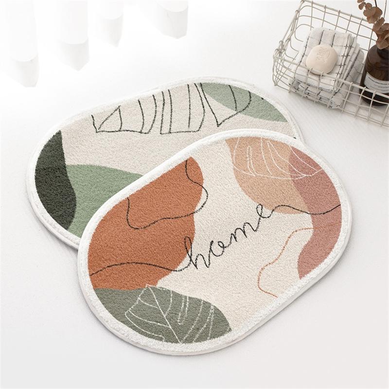 Ins Style Oval Bathroom Mat Non -Slip Fluffy Bathtub Side Carpets Shower Room Absorbent Floor Mats Toilet Pet Rugs  Tapis