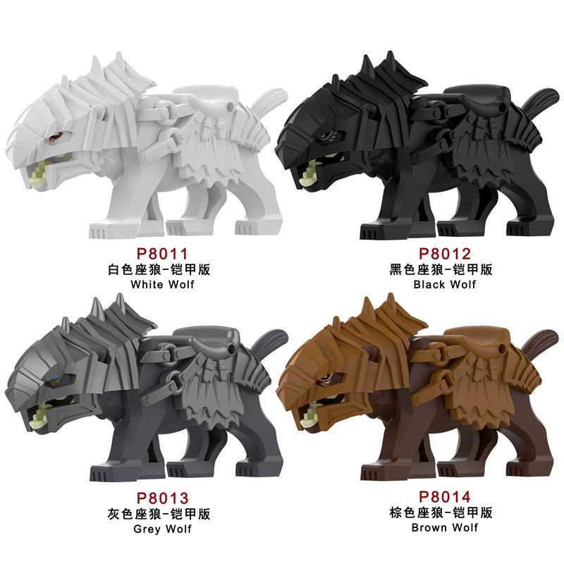 MOC Zoo Animals Building Blocks African Elephant Camel Deer Wolf Crocodile Tiger Lion Sheep Warhorse Mini Brick Kid Toy Gift S06