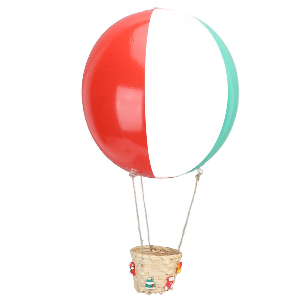 Hot Air Balloon with Rattan Basket PVC Colored Hanging Air Balloon Decoration for Christmas Decor