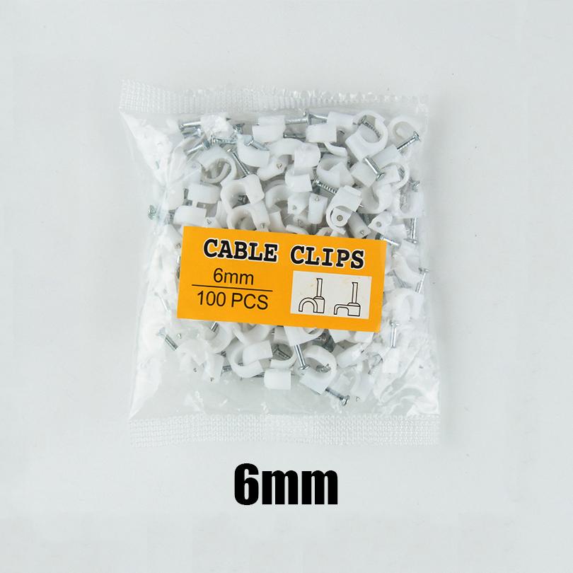 100 peças de clipes redondos para cabos de 4 mm, 6 mm, 8 mm e 10 mm para gerenciamento de cabos RG6 CAT6 RJ45, suporte para abraçadeiras de fios elétricos, clipes circulares para cabos