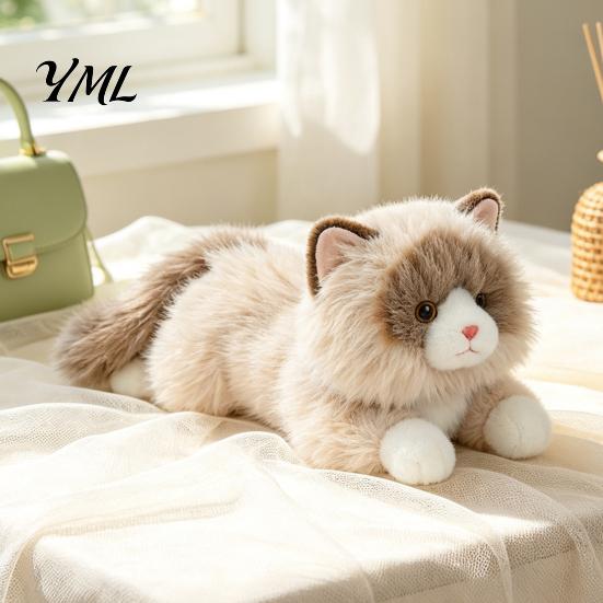 Realistic Simulation Pet Toy Lifelike Ragdoll Cat Plush Toy, Stuffed Animal Pillow for Sleeping, Comfortable Bedside Companion 45cm Fluffy Kitten