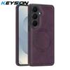 KEYSION Retro PU Leather Case for MagSafe for Samsung Galaxy S25 S26 Ultra 5G S26+ S25 FE Magnetic Shockproof Phone Cover