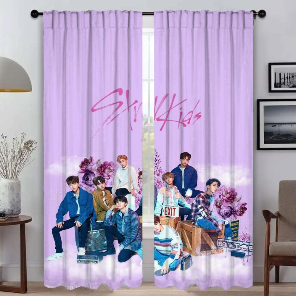 

Сучасні штори для вітальні Stray Kids для камери, тюль для спальні, штори для домашнього інтер єру, 2 штуки, розділова штора W74xH114cmx2pcs-CL