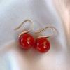 Women Red Agate Hook Earrings Simple Fashion Retro Jewelry