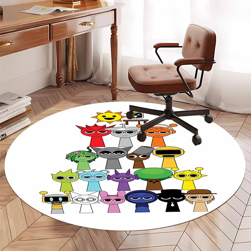 Sprunki Printed Round Rug Carpet Chair Rug Area Rug Entryway Doormats,for Office Chair Living Room Bedroom Kitchen Room.
