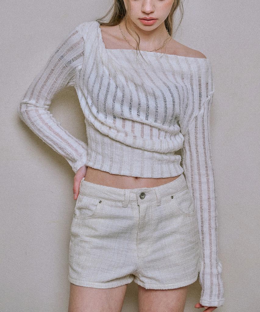DEAR,ME Tweed Micro Shorts [White]