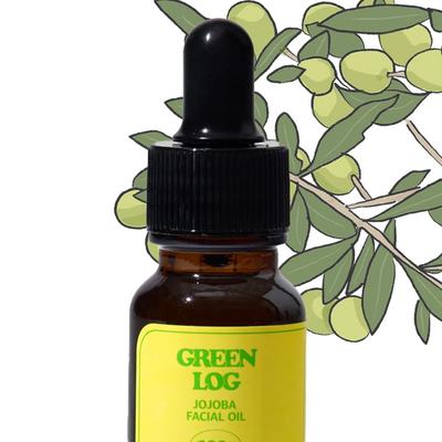 Green Log Jojoba Facial Oil 12ml Cold-pressed Unrefined JOJOBA OIL Multi-oil, 1 Piece