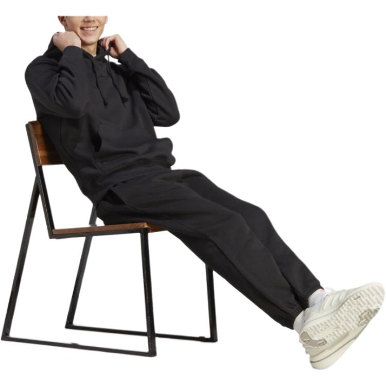 Adidas Solid Color Letter Print Drawstring Loose Cuff Casual Pants Men Bottoms Black IB4048