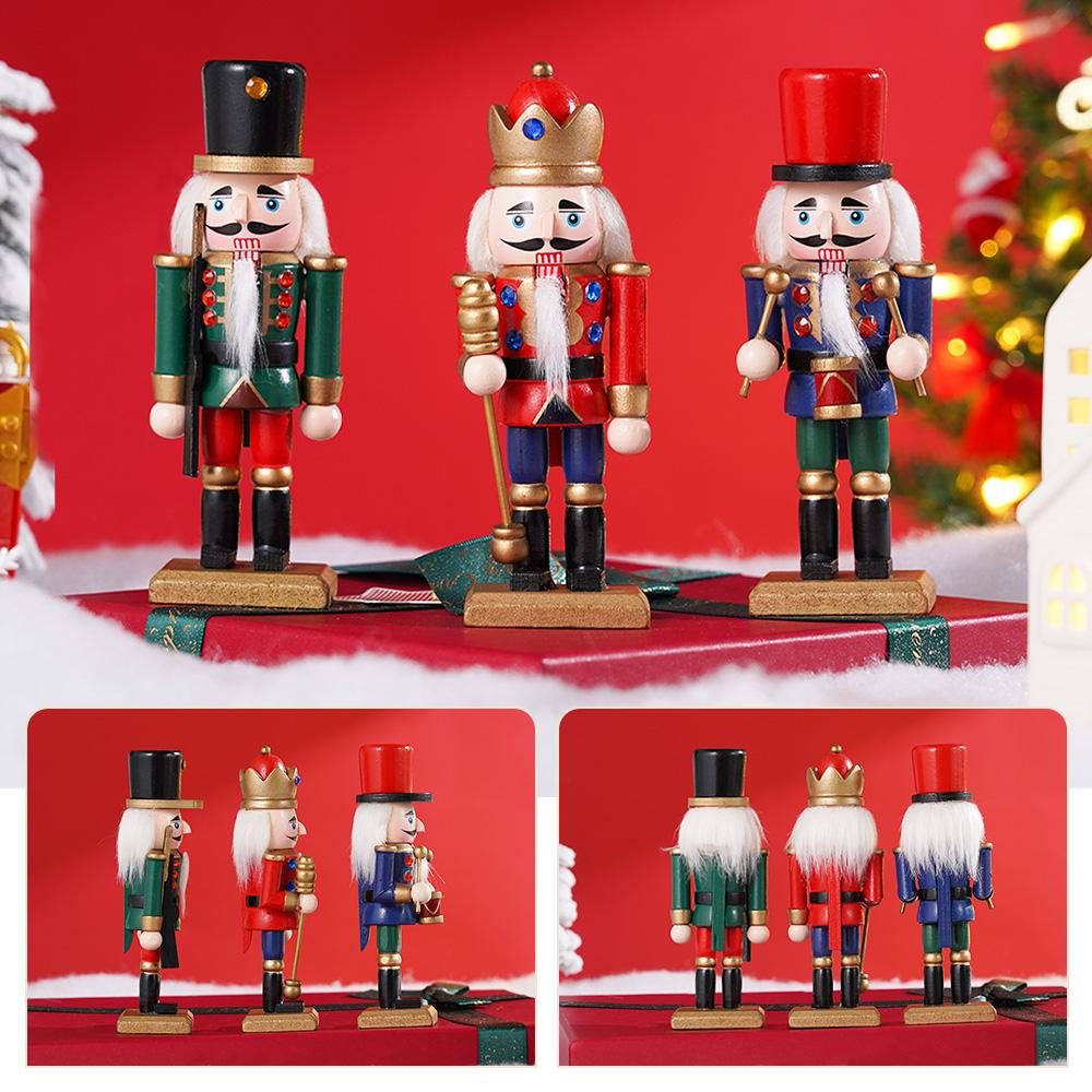 15CM Weihnachtsnussknacker Marionetten-Soldaten-Set Handgefertigter Nussknacker-Soldaten-Dekoration Weihnachten Neujahr Festival Dekoration
