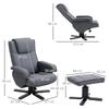 Swivel Recliner Chair with Footstool - Charcoal Grey Linen