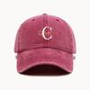 All-Season Versatile Large C Letter Print Washed Vintage Soft Top Sunshade Baseball Cap - Suitable For Both Men And Women