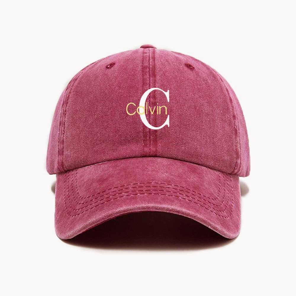 All-Season Versatile Large C Letter Print Washed Vintage Soft Top Sunshade Baseball Cap - Suitable For Both Men And Women