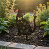 Animal Silhouette Garden Stake Wrought Iron Metal Lawn Decoration Weatherproof Hollowout Cat