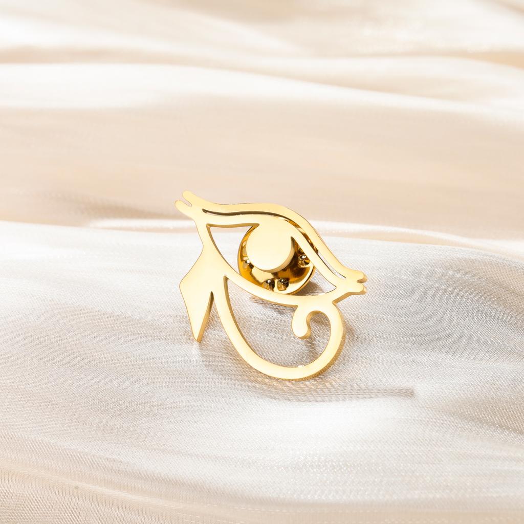 Stainless Steel Eye of Horus Brooch Egyptian Metal Pins for Women Men Suit Bag Badge Protection Jewelry Accessories Amulet Gifts