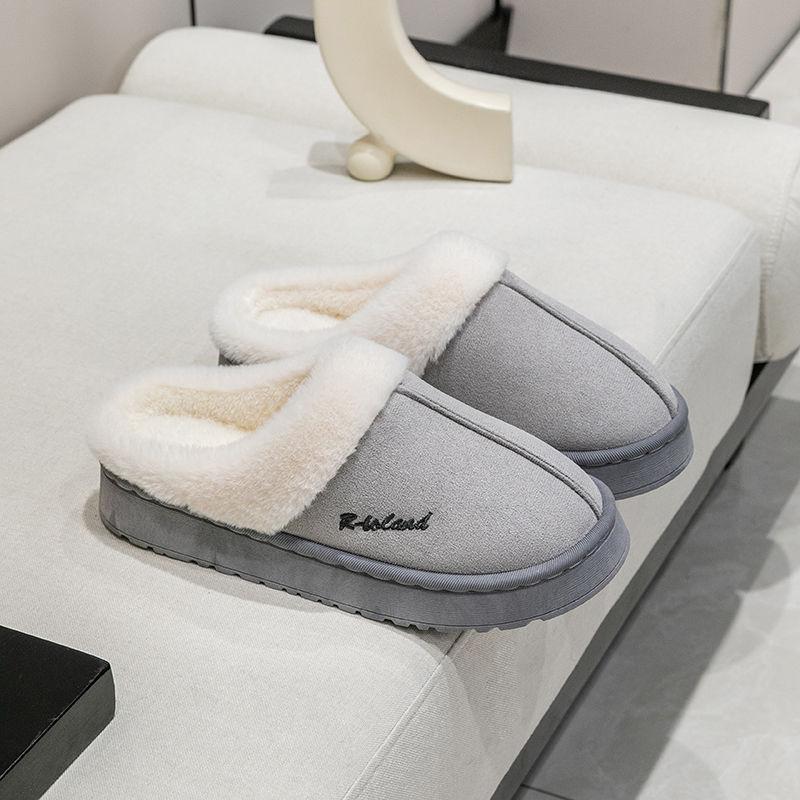 Cotton slippers women s season home indoor fluffy plush thick bottom non-slip confinement cotton slippers women 44-45 серый 1490₽