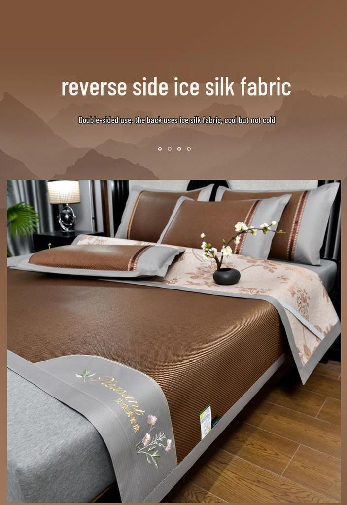 Embroidered Ice Vine Rattan Summer Mat Set - Includes Dormitory, Hotel, and Air Conditioning Latex Ice Silk Mats.